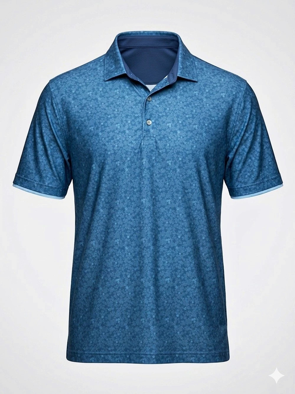 Hickey Freeman Golf Men's Size Large Blue Clover Floral Performance Polo Shirt
